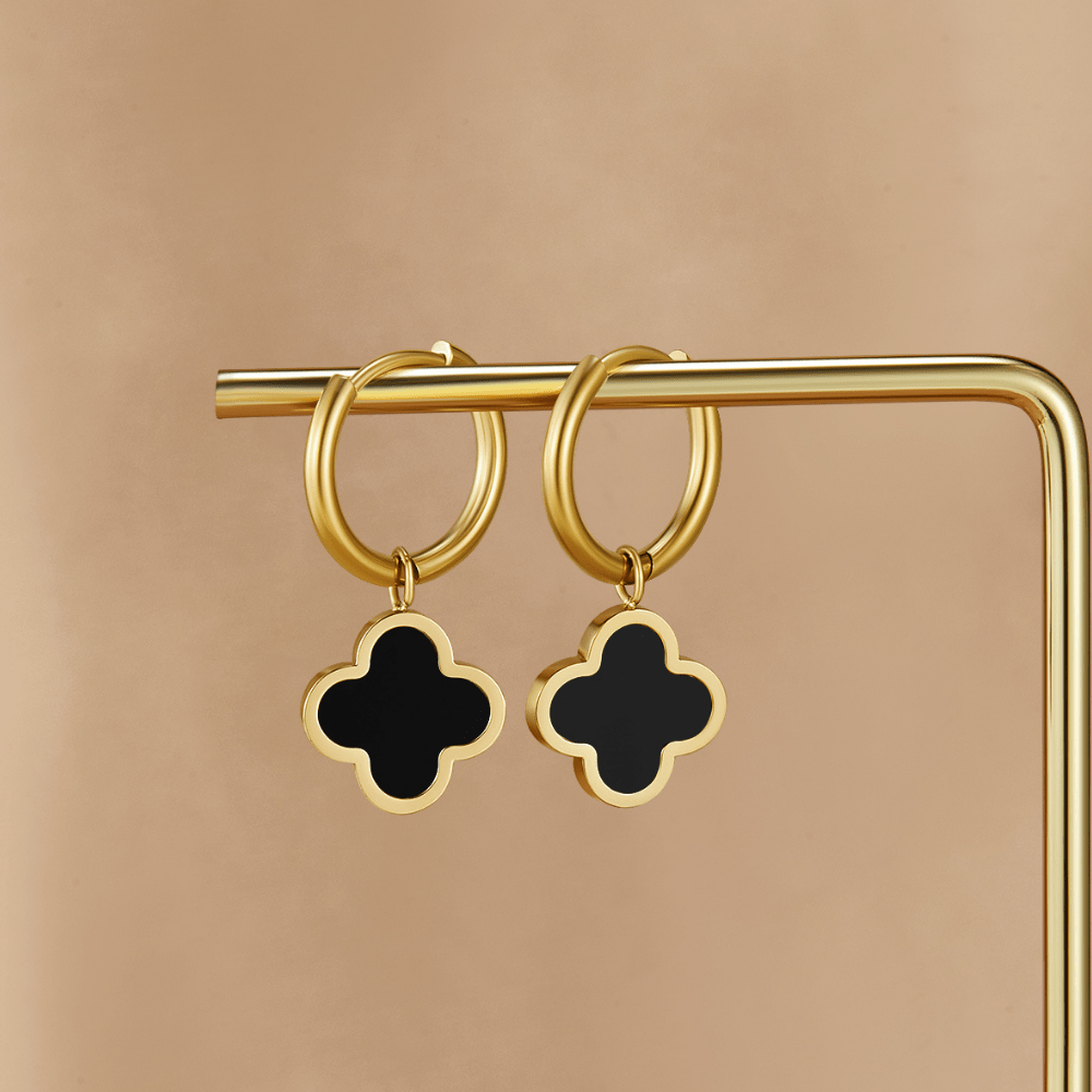 Golden Clover Hoop Earrings
