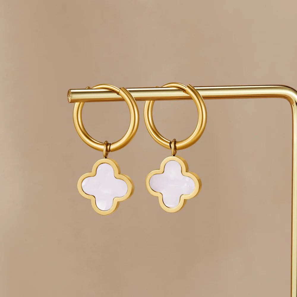 Golden Clover Hoop Earrings